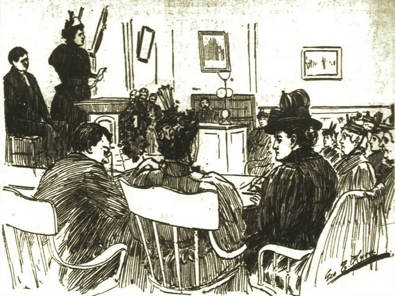 1868-George E. Lyon - LA SIGNORA HESTER A. DICKINSON, PRESIDENTE DELLA WOMAN'S PACIFIC COAST PRESS ASSOCIATION, TENDE IL DISCORSO DI APERTURA ALLE CERIMONIE COMMEMORATIVE DI KATE FIELD
